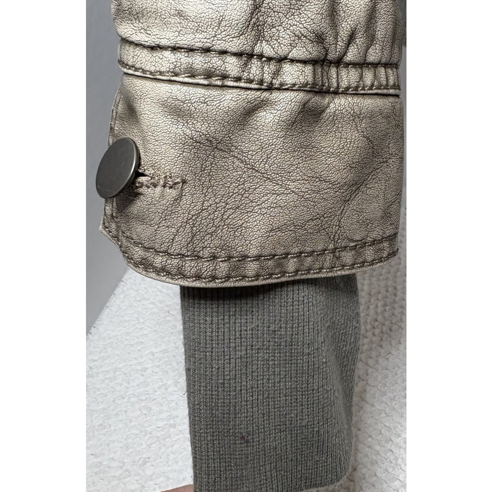 LA Coalition Hooded Leather Jacket Light Green Zip Up Sweatshirt Style Small - Picture 6 of 6